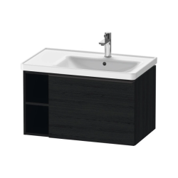 Тумба под раковину Duravit D-Neo, 78,4х45,2х44 см, подвесная, 1 выдвижной ящик, 1 боковая открытая полка слева, ДСП, цвет: дуб черный, шкафчик навесной, прямоугольная, левая, в ванную комнату