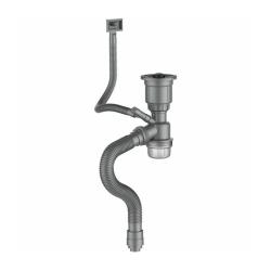 Сифон Aflorn для мойки 3 1/2" с прямоугольным переливом, бутылочный, с отводом для стиральной машины, с отводом в канализацию, цвет сатин AF90101-1