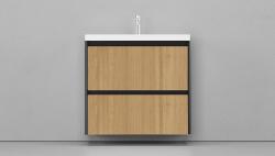 Тумба под раковину Velvex Klaufs 80.2Y, 800х450х763 мм, подвесная, цвет шатане/черный, 2 выдвижных ящика/выдвижной органайзер, подходит раковина Como 80, правая/левая, правосторонняя/левосторонняя/универсальная, в ванную комнату