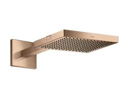 Верхний душ AXOR ShowerCollection 240/240 1jet с держателем, настенный монтаж, квадратный, с 1 режимом, размер 24х24 см, металлический, цвет: полированное красное золото, для душа/ванной