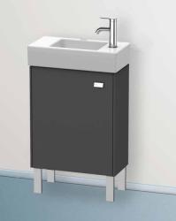 Тумба под раковину Duravit Brioso, 36,4х23,9х57 см, напольная, цвет: графит матовый/хром, 1 распашная дверца/одностворчатая, стеклянная полка, ДСП, прямоугольная, левая, в ванную комнату