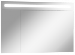 Зеркальный шкаф Домино Аврора 105, 1072х148х720 мм, с LED/ЛЕД-подсветкой, подвесной, цвет белый, зеркало, 3 распашные дверцы, прямоугольный