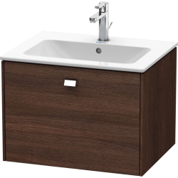 Тумба под раковину Duravit Brioso, 62х47,9х44,2 см, подвесная, 1 выдвижной ящик, ДСП, цвет: каштан темный/хром, шкафчик навесной, механизм доводчика, прямоугольная, правая/левая, в ванную комнату