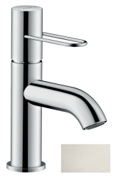 Смеситель для раковины/умывальника Axor Uno 70, однорычажный, с рукояткой-петлей, фиксированный излив, длина излива 11,1 см, керамический, латунь, цвет под сталь, с незапираемым сливным набором