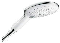Лейка душевая Hansgrohe Raindance Select S 150 Air 3jet EcoSmart 9 л/мин, настенная, круглая, с 3 режимами, регулируемая, хромированная/пластмассовая, цвет хром/белый, ручная, для душа/ванной