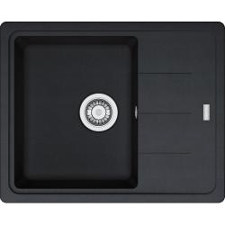 Мойка кухонная Franke BASIS BFG 611-62, 62х50 см, врезная, искусственный гранит (Fragranite+), прямоугольная, цвет оникс, без отверстия под смеситель, с крылом, оборачиваемая