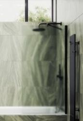 Душевая шторка на ванну MaybahGlass, 140х30 см, сатиновое стекло/профиль широкий, цвет черный, фиксированная, закаленное стекло 8 мм, плоская/панель, правая/левая, правосторонняя/левосторонняя, универсальная