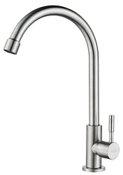 Смеситель для кухни/мойки LEDEME для холодной воды, однорычажный, поворотный, керамический, длина излива 158 мм, нержавеющая сталь, цвет сталь