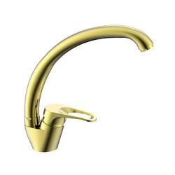 Смеситель для кухни/мойки Splenka S202.41.03 однорычажный, поворотный, длина излива 211 мм, высота излива 212 мм цвет золотой сатин, нержавеющая сталь