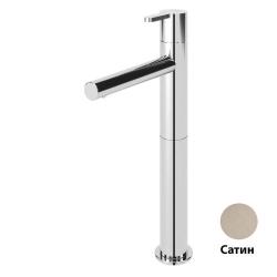 Смеситель для раковины Cezares Leaf, однорычажный, высокий, длина излива 132 мм, неповоротный, керамический, латунь, цвет сатин, с донным клапаном