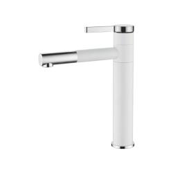 Смеситель для раковины/умывальника Accoona, однорычажный, неповоротный, керамический, высокий, длина излива 212 мм, латунь, цвет белый/хром