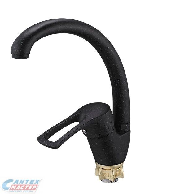 Смеситель для кухни/мойки G-lauf 8G4-A181KB однорычажный, поворотный, керамический, с высоким изливом, длина 193 мм, латунь, цвет черный, кухонный, хромированный, вертикальный, однорукий, одноручный, однозахватный