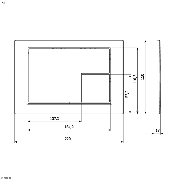 Кнопка смыва KK-POL M10, прямоугольная, цвет оружейная сталь, пластик, клавиша управления для сливного бачка, инсталляции унитаза, двойная, механическая, панель, универсальная, размер 15х22х1,3 см