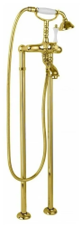 Смеситель для ванны/душа Cezares Margot, напольный, однорычажный, неповоротный, длина 145 мм, керамический, латунь, цвет золото 24 карат