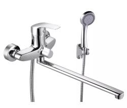 Смеситель для ванны/душа VIEIR, настенный, однорычажный, поворотный, керамический, длина излива 320 мм, латунь, цвет хром