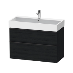 Тумба под раковину Duravit D-Neo, 98,4х44,2х62,5 см, подвесная, 2 выдвижных ящика, ДСП, цвет: дуб черный, шкафчик навесной, прямоугольная, правая/левая, в ванную комнату