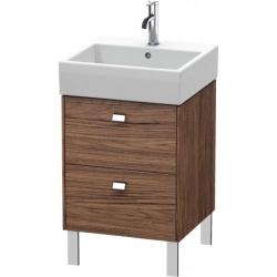 Тумба под раковину Duravit Brioso, 48,4х45,9х57 см, напольная, цвет: орех темный/хром, 2 выдвижных ящика, ДСП, прямоугольная, левая/правая, в ванную комнату