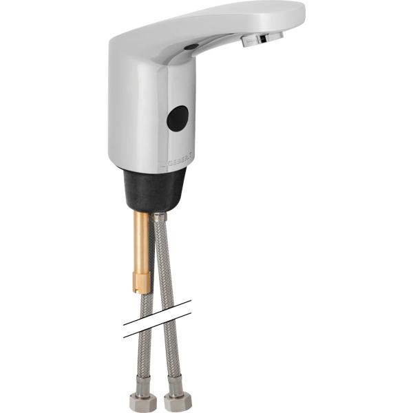 Смеситель для раковины/умывальника Geberit тип 185, бесконтактный/сенсорный, неповоротный, питание от батарей, с миксером, длина излива 115 мм, латунь, цвет хром