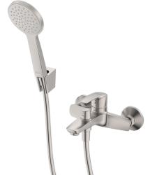 Смеситель для ванны/душа IDDIS Ray RAYBN02i02 однорычажный, неповоротный, настенный, керамический картридж, длина излива 177 мм, латунь, цвет сатин