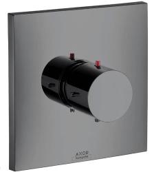 Смеситель для душа Axor Starck X, термостатический, скрытого монтажа, настенный, без излива/шланга/лейки, квадратный, латунный, цвет полированный черный хром, с термостатом, встроенный/встраиваемый/термостатный