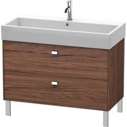 Тумба под раковину Duravit Brioso, 98,4х45,9х57 см, напольная, цвет: орех темный/хром, 2 выдвижных ящика, ДСП, прямоугольная, левая/правая, в ванную комнату