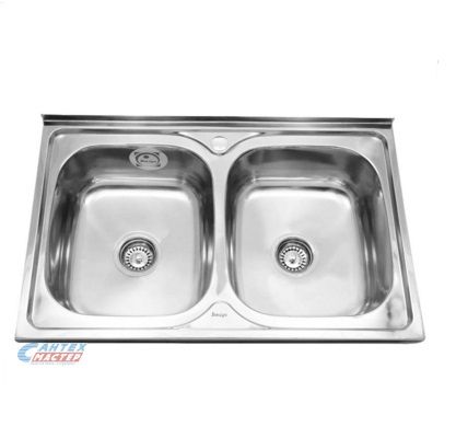 Мойка Sink Light, 80х60 см, толщина 0.8 мм, двойная, с сифоном, накладная, нержавеющая сталь, прямоугольная, цвет полированная, отверстие под смеситель, для кухни, прямая, встроенная