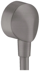 Шланговое подсоединение Hansgrohe FixFit E размер 6х6 см, цвет шлифованный черный хром, круглое, латунь/пластик, без клапана обратного тока, подключение для душевого шланга