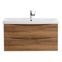 Тумба под раковину BelBagno Marino-Cer 90, 90х45х55 см, подвесная, 2 выкатных ящика, МДФ, цвет: деревенский дуб, шкафчик навесной, механизм доводчика, прямоугольная