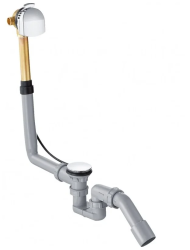 Излив для ванны Hansgrohe Exafill S с набором для слива и перелива для стандартных ванн, настенный/на ванну, неповоротный, латунь/пластик, хром, круглый, длина излива 3,6 см, встраиваемый/встроенный