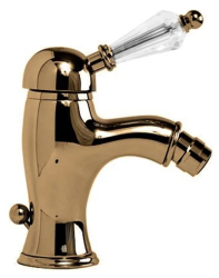 Смеситель для биде Cezares Vintage, однорычажный, низкий, длина излива 110 мм, неповоротный, керамический, латунь, цвет бронза, с донным клапаном