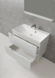 Тумба под раковину BelBagno Vittoria 100, 100х45х57 см, подвесная, 2 выкатных ящика, МДФ, цвет: белый глянцевый, шкафчик навесной, механизм доводчика, прямоугольная