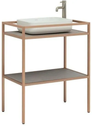 Консоль под раковину Allen Brau Liberty 75, 750х460х908 мм, напольная, цвет медь браш, металлическая, каркас под раковину, прямоугольная, с полкой