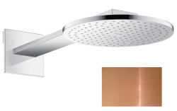 Верхний душ AXOR ShowerSolutions 300 1jet, с держателем, настенный монтаж, круглый, с 1 режимом, размер 30 см, металлический, цвет: полированная медь, для душа/ванной