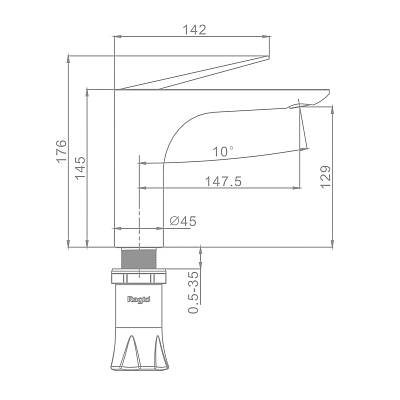 Смеситель для раковины/умывальника Raglo R07.10.03 однорычажный, неповоротный, фиксированный, излив длина 147.5 мм высота 129 мм латунь, цвет сатин золотой