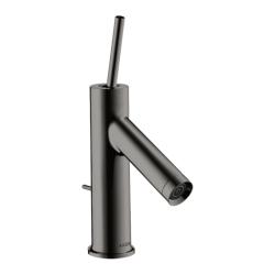 Смеситель для раковины Axor Starck 70, однорычажный, с тонкой рукояткой, фиксированный излив, длина излива 9,5 см, керамический, латунь, цвет полированный черный хром, со сливным гарнитуром