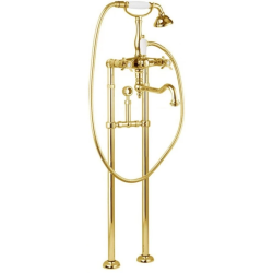 Смеситель для ванны/душа Cezares Lord, напольный, двухвентильный, поворотный, длина 285 мм, керамический, латунь, цвет золото 24 карат