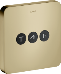 Вентиль Axor ShowerSelect softsquare запорный/переключающий, для 3 потребителей, скрытого монтажа, настенный, 17х17 см, квадратный, латунь, цвет: полированная бронза, встраеваемый/встроенный, для ванны/душа
