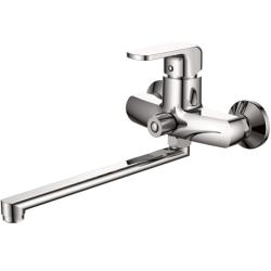 Смеситель для ванны/душа LEDEME L2244 настенный, однорычажный, поворотный, длина излива 300 мм, плоский, силумин, цвет хром