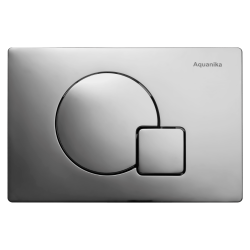 Кнопка смыва Aquanika BASIC Q-type, двойной смыв, хром матовый, клавиша управления для сливного бачка, инсталляции унитаза, двойная, механическая, универсальная, размер 2,0×24,4×16 см