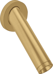 Излив на ванну Axor Starck, без переключателя на душ, настенный, неповоротный, латунь, цвет: шлифованное золото, округлый, длина излива 12,2 см, встраиваемый/встроенный, для смесителя/ванны/ванной/душевой, без смесителя