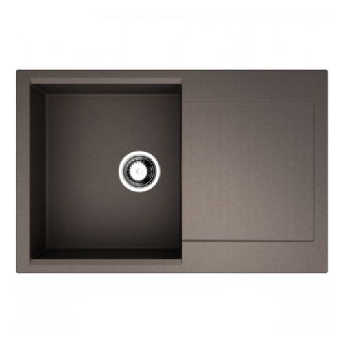 Мойка Omoikiri Daisen 78-LB-DC Artgranit, 78х51 см, врезная, с левым/правым крылом, из искусственного камня, прямоугольная, цвет темный шоколад, без отверстия под смеситель, слив-перелив