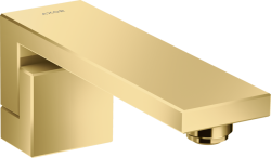 Излив для ванны Axor Edge, без переключателя на душ, настенный, неповоротный, латунь, цвет: полированное золото, квадратный, длина излива 19 см, встраиваемый/встроенный, для смесителя/ванны/ванной/душевой, без смесителя