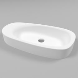 Раковина Whitecross Moonstone F, 70х35 см, накладная, из искусственного камня, ассиметричная, цвет белый матовый, без отверстия под смеситель, без перелива, умывальник