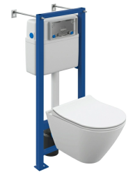 Комплект унитаза с инсталляцией Cersanit CITY SMART CO DPL EO slim инсталляция VECTOR LP без кнопки, унитаз подвесной, белый, ободковый