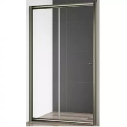 Душевая дверь Cezares Giubileo, 140х195 см прозрачное стекло/профиль бронза, в нишу, универсальная установка, прозрачное закаленное стекло, раздвижная