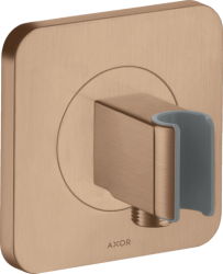 Держатель для душевой лейки Axor Citterio E Porter softsquare 120/120 со шланговым подсоединением, 12х12 см, настенный, латунный, квадратный, цвет шлифованное красное золото, для душевого шланга, для душа/ванной/душевой кабины