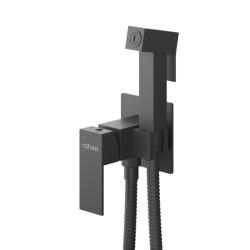 Смеситель с гигиеническим душем Cezares Slider встраиваемый, однорычажный, керамический, без излива, с гибким шлангом/лейкой, нержавеющая сталь, цвет черный матовый