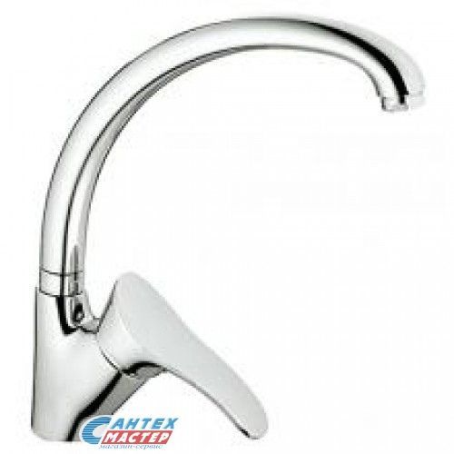 Смеситель для кухни/мойки Haiba Комфорт HB4101-1 однорычажный, керамический, с поворотным изливом, латунь, цвет матовый хром