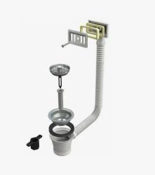 Сливная решетка для кухонных моек Bonomini CANESTRINO, фланец D 70 мм, сливное соединение 1" 1/2, винт из латуни, перелив прямоугольный, под мойку из металла