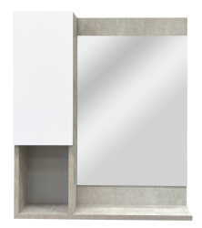 Зеркальный шкаф GRADEONIKA "Феникс 600", 60х15х70 см, без подсветки, подвесной, цвет белый/слейт, зеркало, 1 распашная дверца/открытые полки, прямоугольный, правый/левый, правосторонний/левосторонний, универсальный